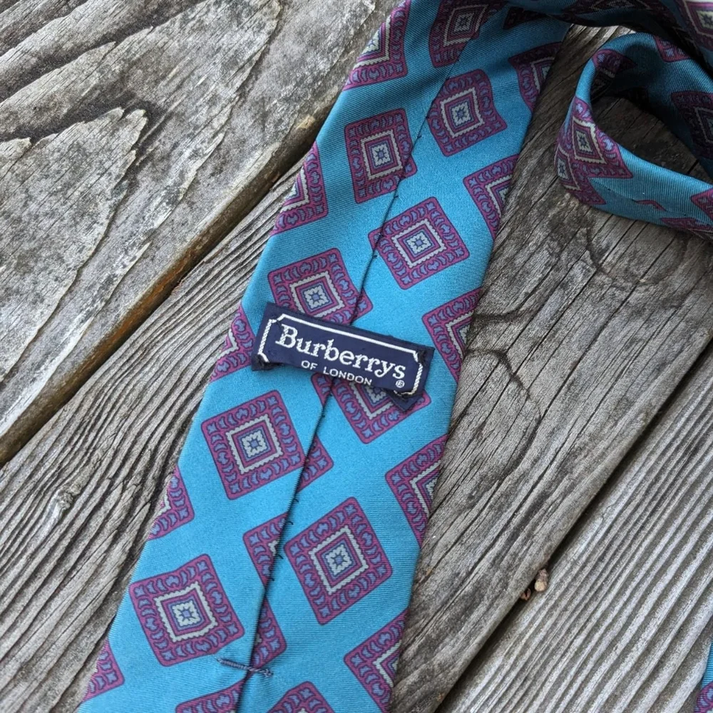 Vintage 90's Burberry Geometric Print Neck Tie